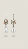 Pearl Drop Earrings With University Motif