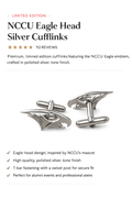 NCCU Eagle Head Silver Cufflinks
